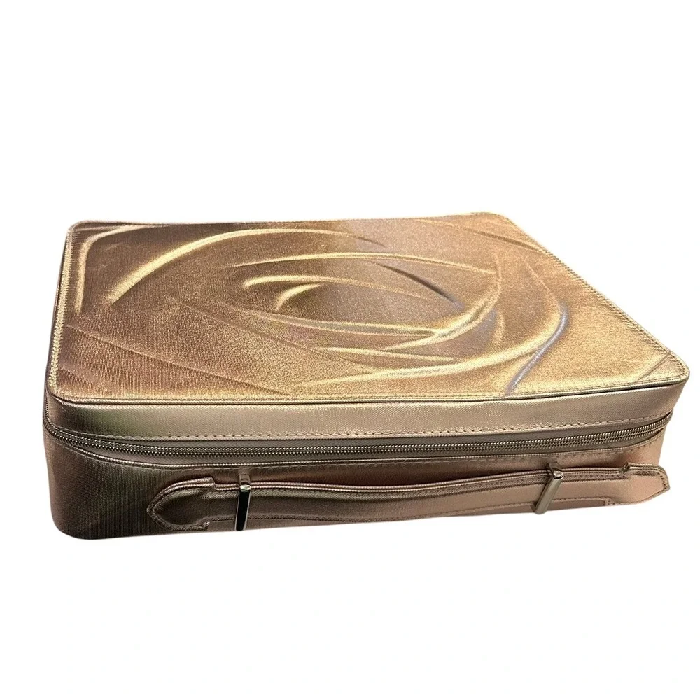 Lancome Metallic Rose Gold Cosmetic Makeup Bag‎